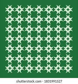 Happy Eid crescent moon in white color arranged in a square pattern on deep green background.