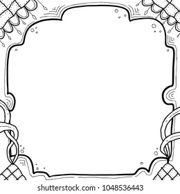Happy eid doodle with cute frame