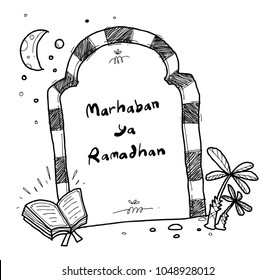 Happy eid doodle with cute frame