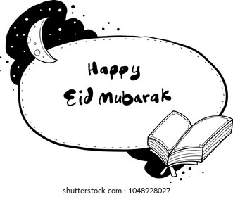 Happy eid doodle with cute frame
