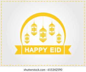 Happy Eid greeting card. Eid Al-Fitr logo
