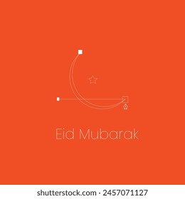 Happy Eid Grußkarte mit orangefarbenem Hintergrund