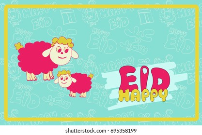 Happy Eid - Greeting Card -  Translation : Happy Feast - Vector- Eps10