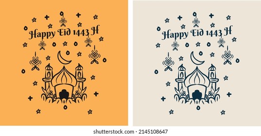 happy eid greeting card vector illustration