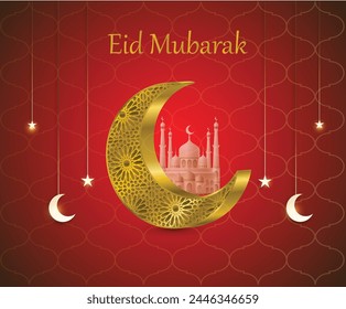 Happy Eid Greetings Maroon Background Islamic banner