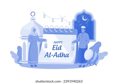 Happy Eid Illustration concept on white background