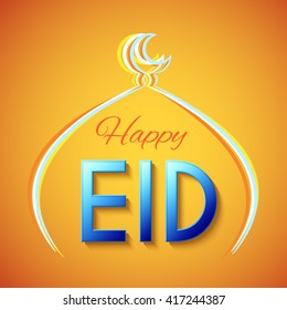 Happy Eid Islamic Greeting Background. Vector festive design