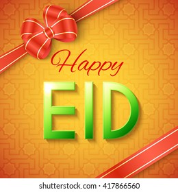 Happy Eid Islamic Greeting Background. Vector festive design