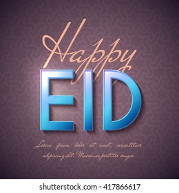 Happy Eid Islamic Greeting Background. Vector festive design