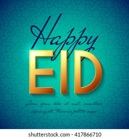 Happy Eid Islamic Greeting Background. Vector festive design