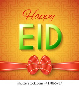 Happy Eid Islamic Greeting Background. Vector festive design
