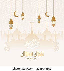 Happy eid milad un nabi mubarak. Happy Islamic Last Prophet Born. Suitable for greeting card, poster and banner