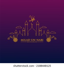 Happy eid milad un nabi mubarak. Happy Islamic Last Prophet Born. Suitable for greeting card, poster and banner