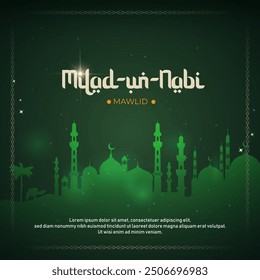 Happy Eid Milad Un Nabi means birth of the Prophet Mohammad. Muslim Festival.