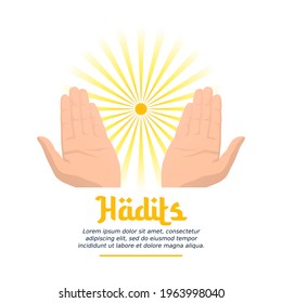 Happy Eid Mubarak 02 with white background and both hands vector design illustration