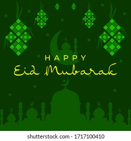 Happy eid mubarak background green design