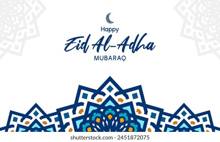 happy eid mubarak banner design with arabesque pattern, perfect for office, company, school, social media, advertising, sales, printing and more