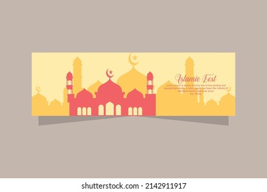 happy eid mubarak banner on white background vector illustration