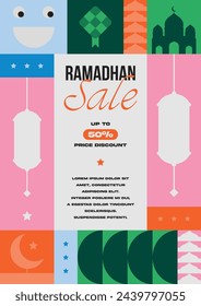 Happy Eid Mubarak Banner Poster Illustration. Ramadhan or Ramadan Kareem Islamic Design