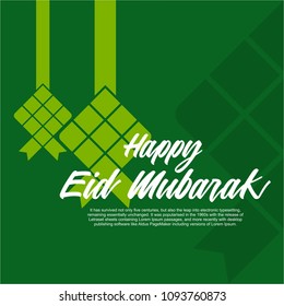 Happy eid mubarak card template design vector.
