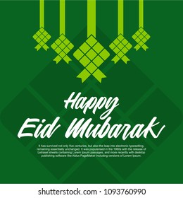 Happy eid mubarak card template design vector.