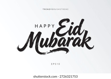 Frohes Id Mubarak Fest. Isolierte Kalligrafie von Happy Eid Mubarak mit schwarzer Farbe.