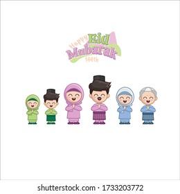 Feliz Eid Mubarak personaje chibi lindo