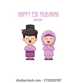 Happy Eid Mubarak character chibi cute