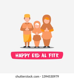 Happy Eid Mubarak Character Vector Design