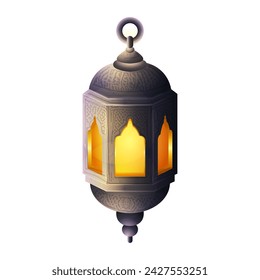 Happy Eid Mubarak clipart, hanging islamic lantern vector illustration 