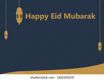 Happy Eid Mubarak dark blue & gold Illustration, ramadan kareem cartoon vector Wishing for Islamic festival for banner, poster, background, flyer,illustration, brochure and sale background.