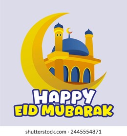 The "Happy Eid Mubarak" design aims to convey a message of happiness, gratitude and brotherhood to fellow Muslims during the Eid al-Fitr celebration.