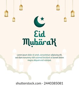 Happy Eid Mubarak design template good for celebration usage. eid mubarak design template. mosque vector. flat design eps 10.