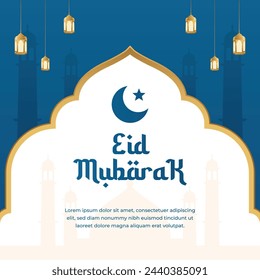 Happy Eid Mubarak design template good for celebration usage. eid mubarak design template. mosque vector. flat design eps 10.