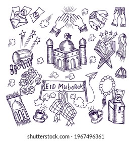 Happy Eid Mubarak, doodle sketch