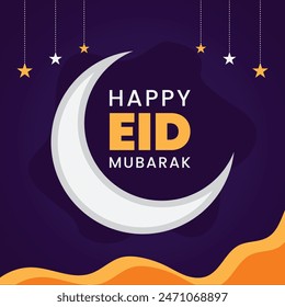 Happy Eid Mubarak Flat Design, Social media post, Eid celebrations