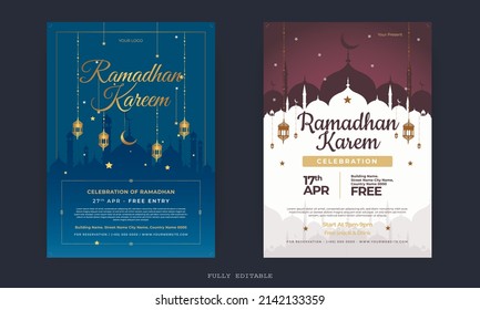 Feliz Eid Mubarak Flyer. Hermoso festival islámico para carteles, afiches, antecedentes usados para una fiesta iftar y celebración de eid Mubarak.