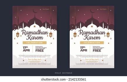 Feliz Eid Mubarak Flyer. Hermoso festival islámico para carteles, afiches, antecedentes usados para una fiesta iftar y celebración de eid Mubarak.