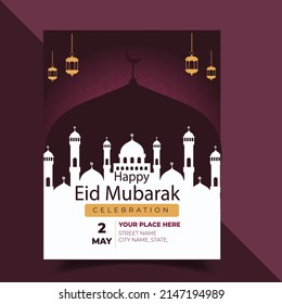 Plantilla de vuelo feliz de Eid Mubarak