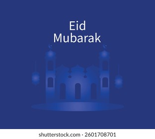 Happy Eid Mubarak greeting card. Islamic banner illustration background design.