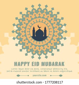 Happy Eid Mubarak greeting cards with pastel color. Eid mubarak web banner. Islamic Eid al-Fitr. Eid Al-Adha Islamic Day