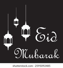 Happy Eid Mubarak greeting icon for Muslims symbol design