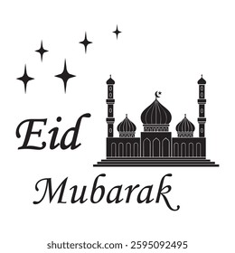 Happy Eid Mubarak greeting icon for Muslims symbol design