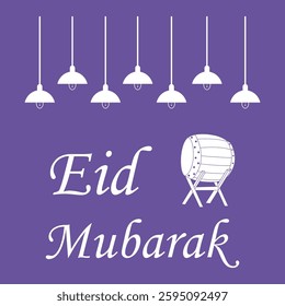 Happy Eid Mubarak greeting icon for Muslims symbol design