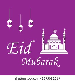 Happy Eid Mubarak greeting icon for Muslims symbol design