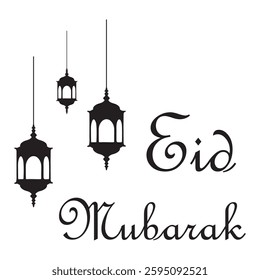 Happy Eid Mubarak greeting icon for Muslims symbol design