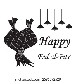 Happy Eid Mubarak greeting icon for Muslims symbol design
