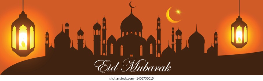 happy eid mubarak greetings background, Elegant element for design template, place for text greeting card for Ramadan kareem