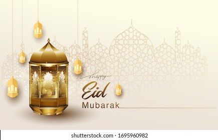 happy eid mubarak greetings background, Elegant element for design template, place for text greeting card for Ramadan kareem