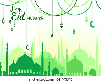 happy eid mubarak greetings background, Elegant element for design template, place for text greeting card for Ramadan kareem.